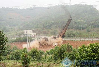台州在烟囱拆除施工中有几种烟囱拆除方式……